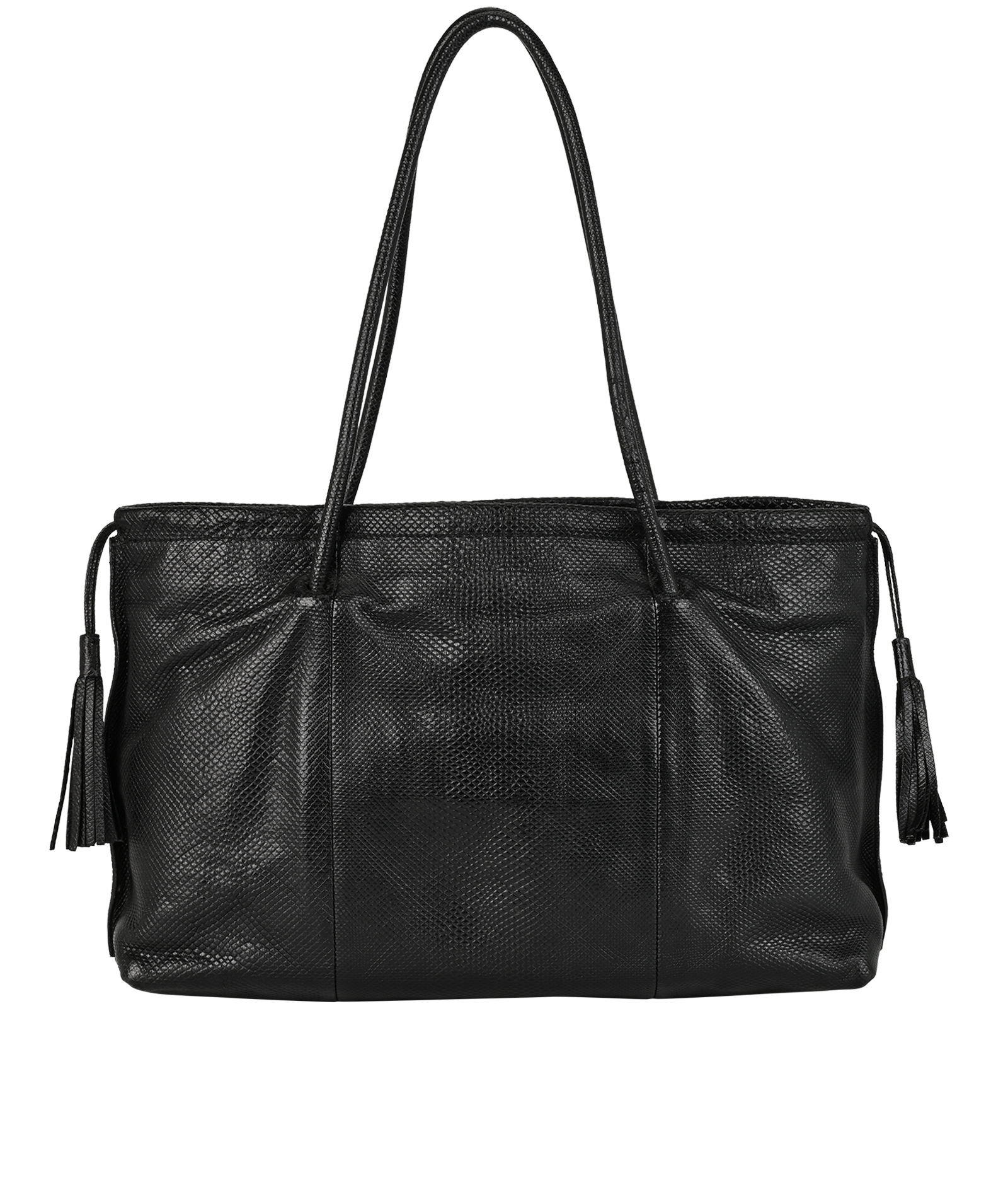 Vintage Tasselled Tote, &pound;350, Handbags, Black, Leather, Back view